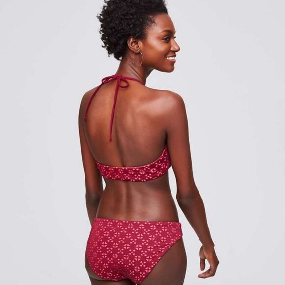 LOFT Red Beach Perforated Hipster Bikini Bottom - Picture 3 of 8